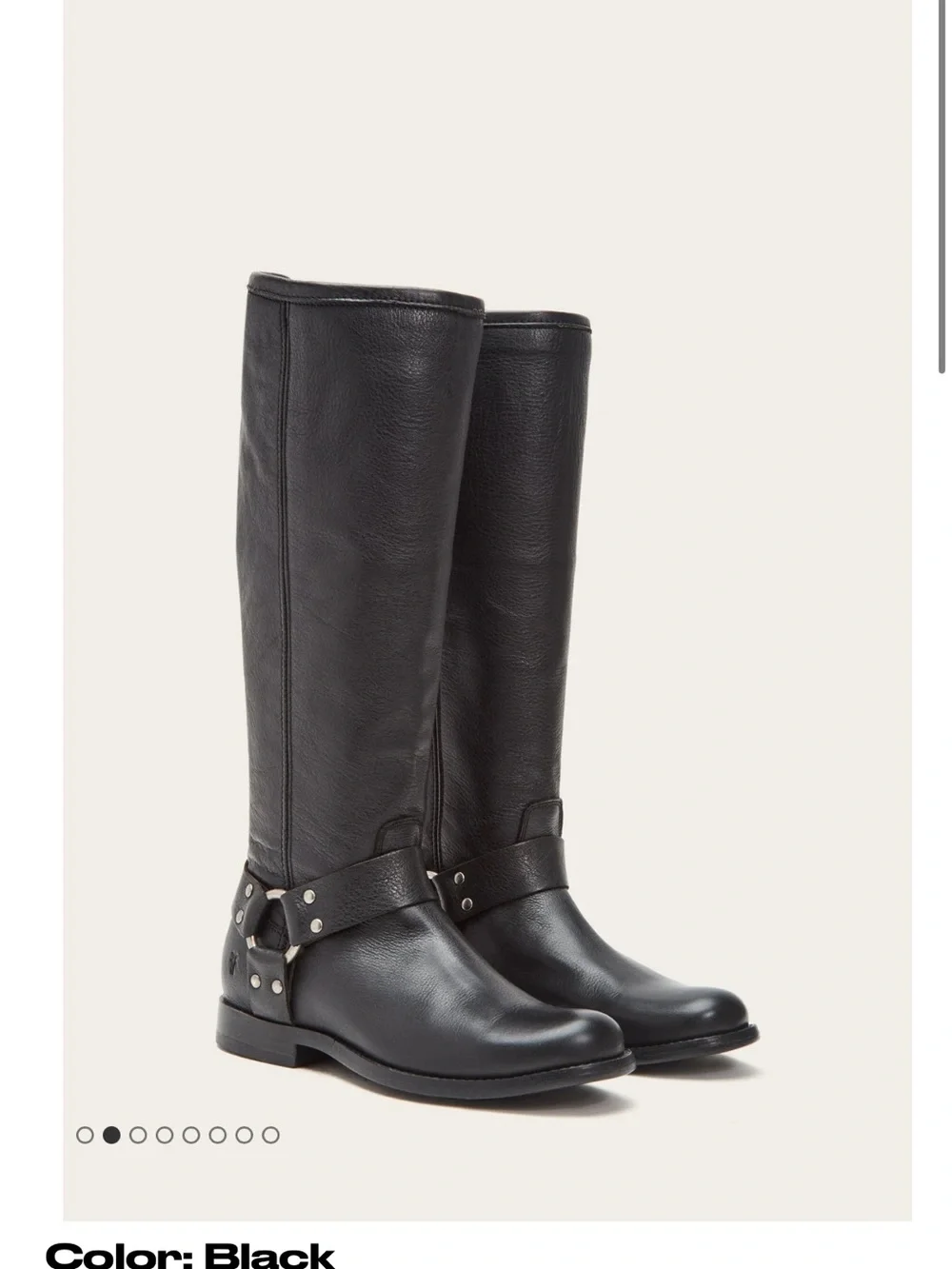 FRYE Leather Knee-High Harness Boot - Black size 8 B